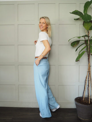 Jaden Wide Leg Trousers by Saint Tropez - Light Blue