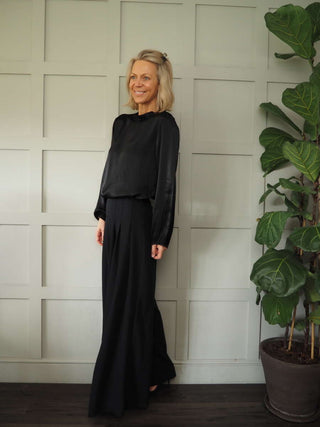 Vic High Necked Blouse - Black, Gold