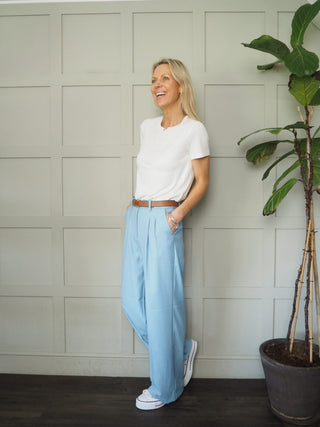 Jaden Wide Leg Trousers by Saint Tropez - Light Blue