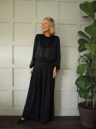 Vic High Necked Blouse - Black, Gold