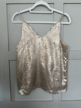 Dizzy Scalloped Neck Camisole with Spaghetti Straps - Black, Gold