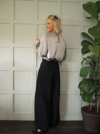 Vic High Necked Blouse - Black, Gold