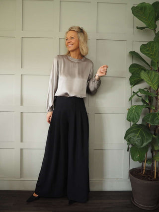 Vic High Necked Blouse - Black, Gold