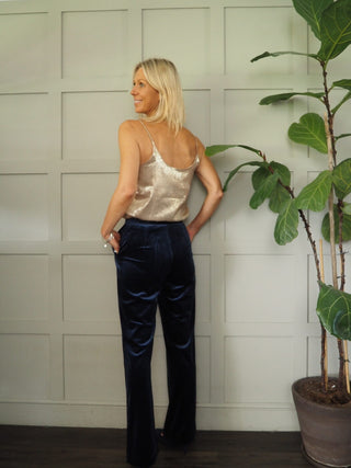 Dizzy Scalloped Neck Camisole with Spaghetti Straps - Black, Gold