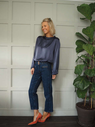 Vic High Necked Blouse - Black, Gold