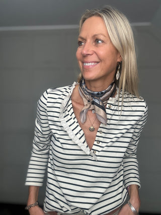 Jeany Silk Mix Neckerchief Scarf - Taupe