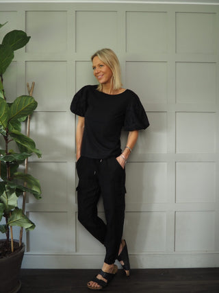 Coruna Linen Cargo Joggers - Black, Khaki, Stone, White