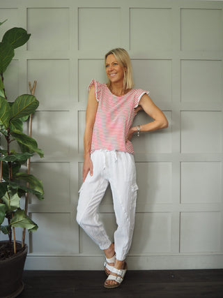 Coruna Linen Cargo Joggers - Black, Khaki, Stone, White