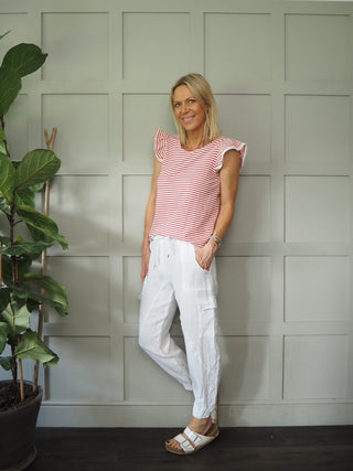 Coruna Linen Cargo Joggers - Black, Khaki, Stone, White