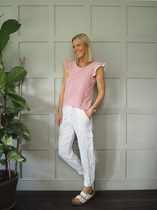 Coruna Linen Cargo Joggers - Black, Khaki, Stone, White