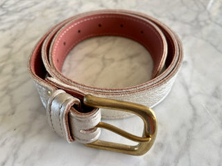 Silver Splash Leather Belt with Silver Buckle