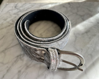 Silver Splash Leather Belt with Silver Buckle