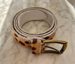 Silver Splash Leather Belt with Silver Buckle