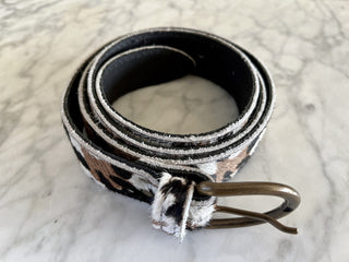 Silver Splash Leather Belt with Silver Buckle