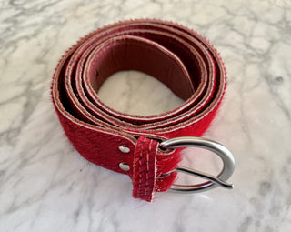 Silver Splash Leather Belt with Silver Buckle