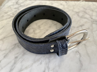Silver Splash Leather Belt with Silver Buckle