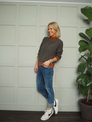 Una Turtle Neck with Contrasting Blanket Stitch Jumper, Best Seller - 17 Colours