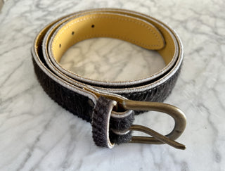 Silver Splash Leather Belt with Silver Buckle