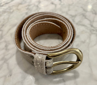 Silver Splash Leather Belt with Silver Buckle