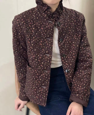 Chichester Quilted Jacket with Pleated Collar - Chocolate