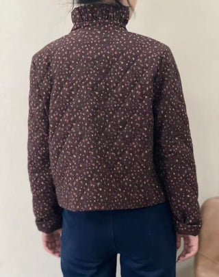Chichester Quilted Jacket with Pleated Collar - Chocolate