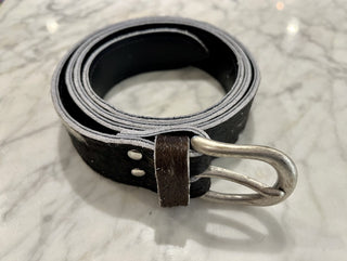 Silver Splash Leather Belt with Silver Buckle