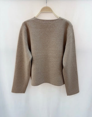 Sueno Cardigan with Scalloped Edge Detail - Navy Blue, Taupe