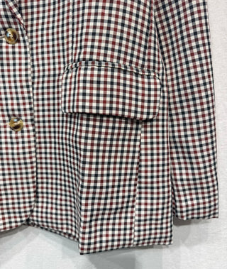 Stamford Single-Breasted Checked Blazer - Burgundy/Navy