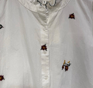 Easton Blouse with Embroidered Flowers  - Off White