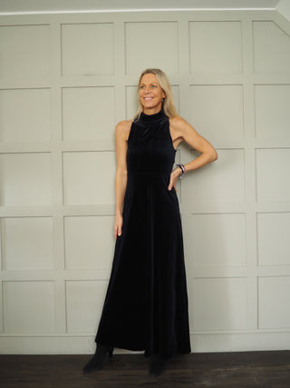 Dicle Halterneck Velvet Dress by Part Two - Black, Blue, Chocolate
