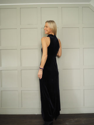 Dicle Halterneck Velvet Dress by Part Two - Black, Blue, Chocolate