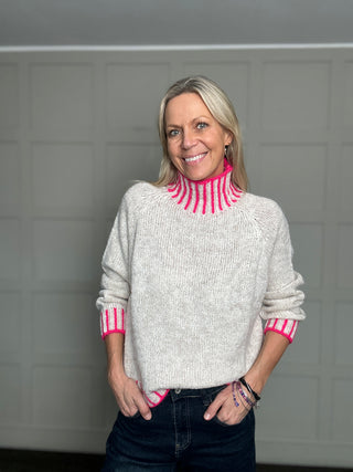 Una Turtle Neck with Contrasting Blanket Stitch Jumper, Best Seller - 20 Colours