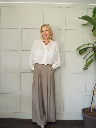 Addington Silk Mix Lightweight Blouse - Blue, Ivory