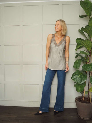 Nessie Lace Trimmed Vest - Bright Pink, Mushroom, Neon Orange