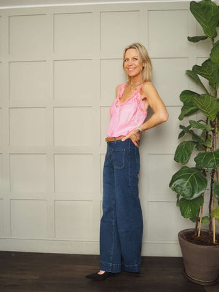 Nessie Lace Trimmed Vest - Bright Pink, Mushroom, Neon Orange