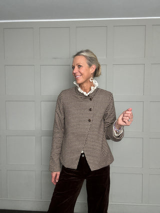 Isabella Houndstooth Blazer - Chocolate/Caramel