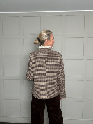Isabella Houndstooth Blazer - Chocolate/Caramel