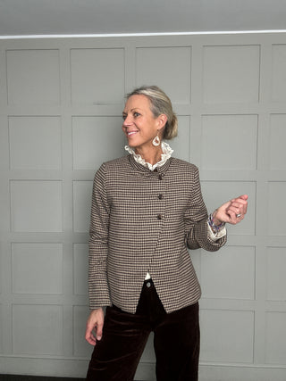 Isabella Houndstooth Blazer - Chocolate/Caramel