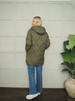 ByBominax Quilted Puffa Coat by BYoung - Khaki, Navy Blue