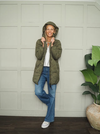 ByBominax Quilted Puffa Coat by BYoung - Khaki, Navy Blue