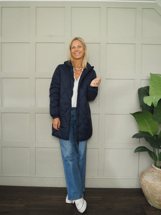 ByBominax Quilted Puffa Coat by BYoung - Khaki, Navy Blue
