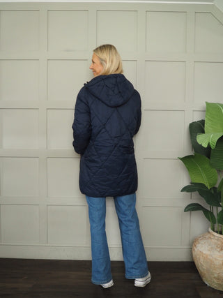 ByBominax Quilted Puffa Coat by BYoung - Khaki, Navy Blue