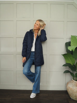 ByBominax Quilted Puffa Coat by BYoung - Khaki, Navy Blue