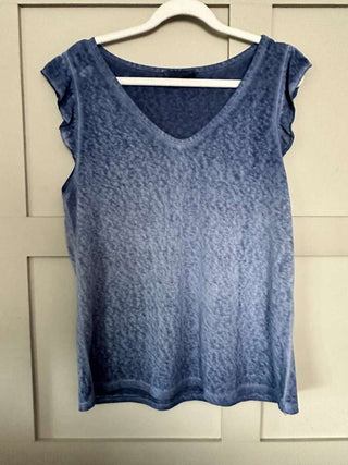 Vernon Classic V-Neck T Shirt with Frill Sleeves - 6 Colours