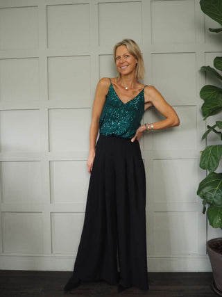 Slinki Sequin Camisole Vest by Luella - Green, Navy Blue