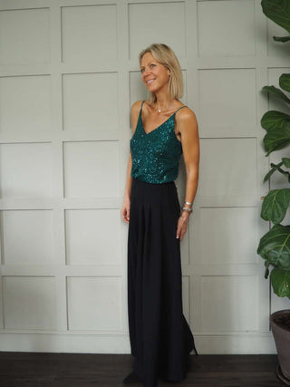 Slinki Sequin Camisole Vest by Luella - Green, Navy Blue