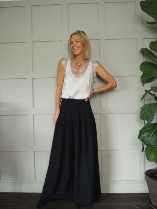 Neava Lace Trimmed Satin Feel Vest - 9 Colours