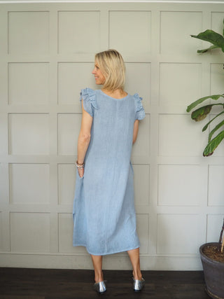 Wells Linen Mix Dress - Blue, Coral, Green and Pink