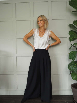 Neava Lace Trimmed Satin Feel Vest - 9 Colours