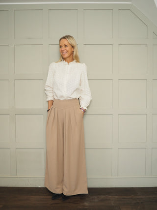 Idane Wide Leg Trousers by Saint Tropez - Biscuit